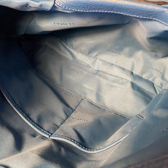 Coach Edie 31 36465 Blue Pebble Leather Embossed Horse & Carriage Shoulder Bag - Picture 13 of 16